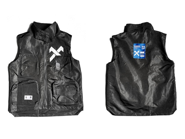 Vintage Letter Embroidered Mens Cargo Vests Streetwear 2019 Hip Hop Sleeveless Tops Harajuku Multi Pockets Coats